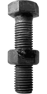 Bolt and nut with a white background